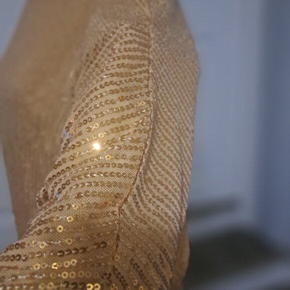 Pretty Guide Women's Sparkle Sequin Top Cutout 3/4 Batwing Sleeve Gold Medium - Picture 4 of 10